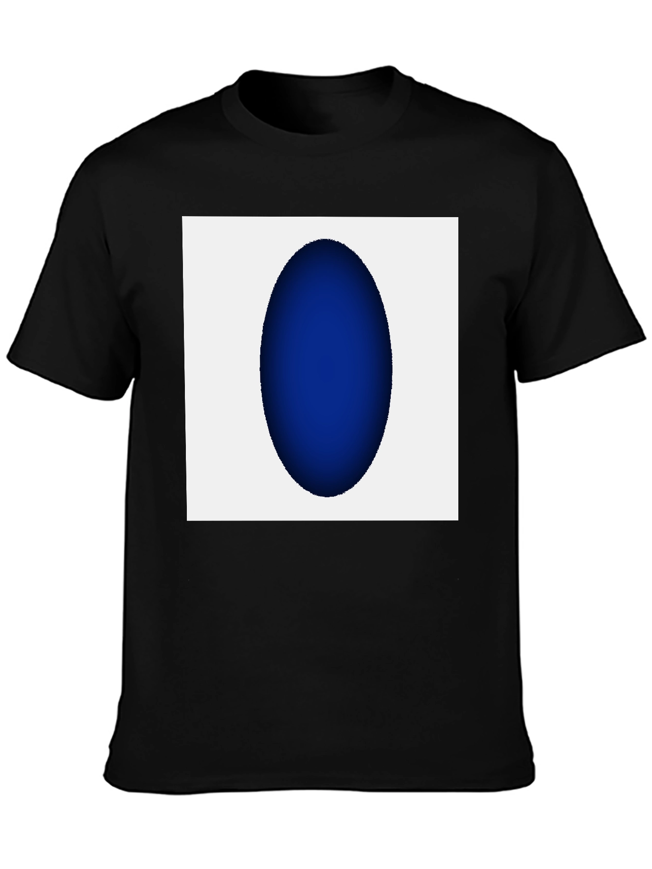 Modern Black T-Shirt with Abstract Blue Oval Design