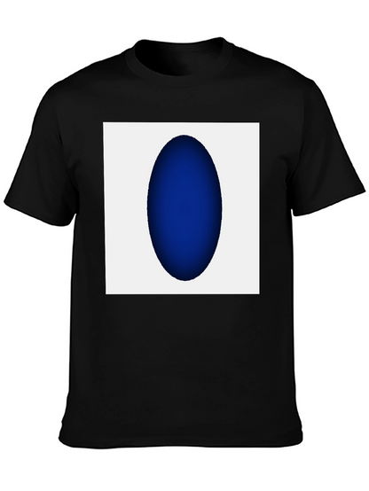 Modern Black T-Shirt with Abstract Blue Oval Design