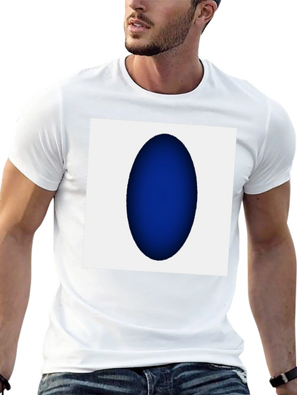 Modern Black T-Shirt with Abstract Blue Oval Design