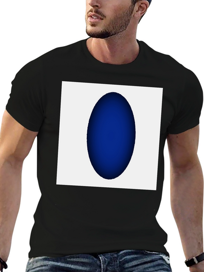 Modern Black T-Shirt with Abstract Blue Oval Design