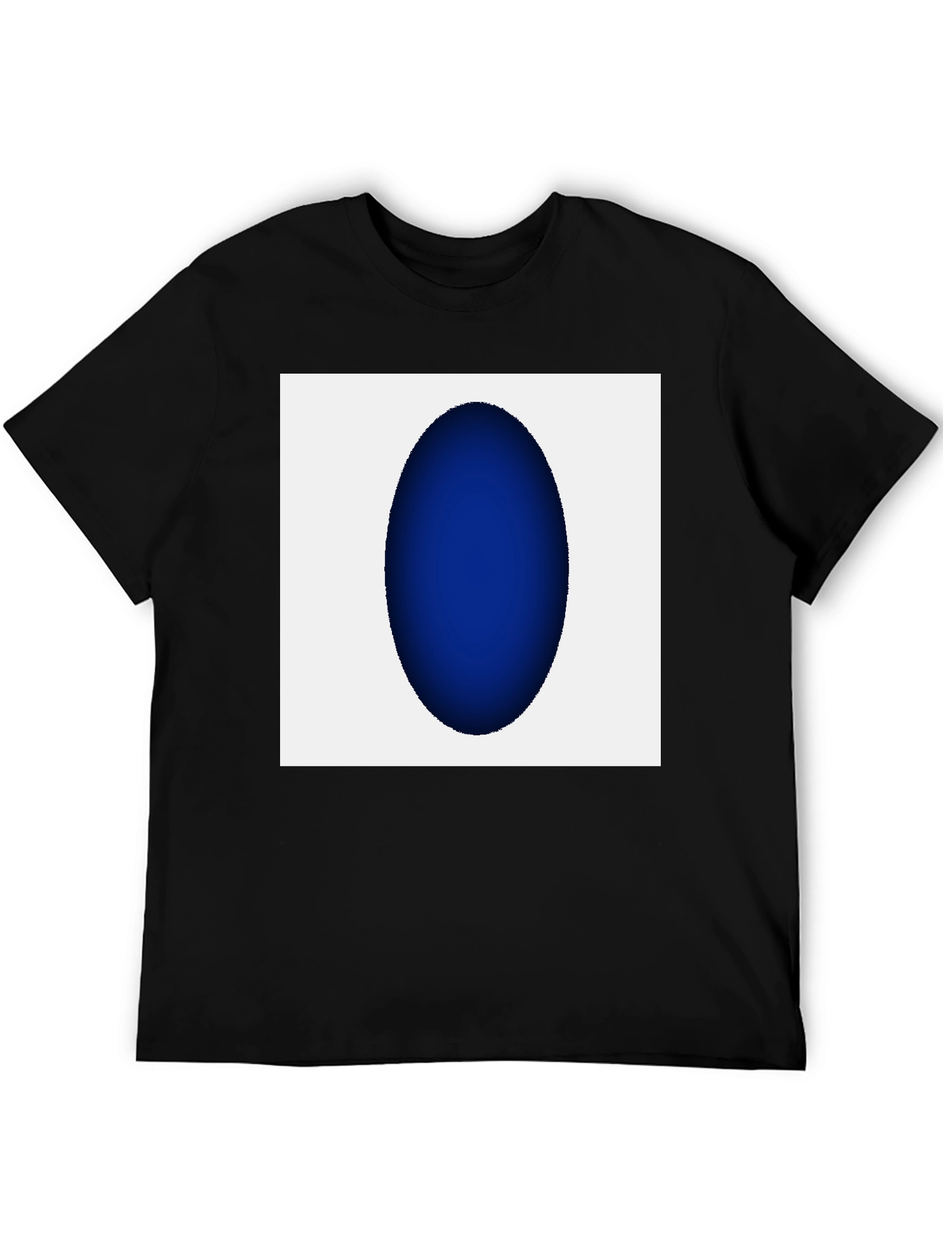 Modern Black T-Shirt with Abstract Blue Oval Design