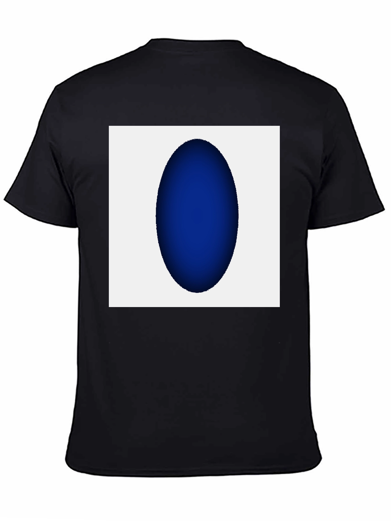 Modern Black T-Shirt with Abstract Blue Oval Design