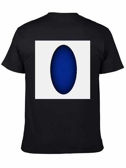 Modern Black T-Shirt with Abstract Blue Oval Design