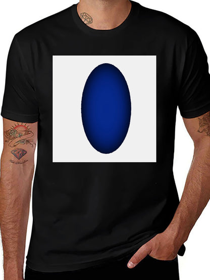 Modern Black T-Shirt with Abstract Blue Oval Design