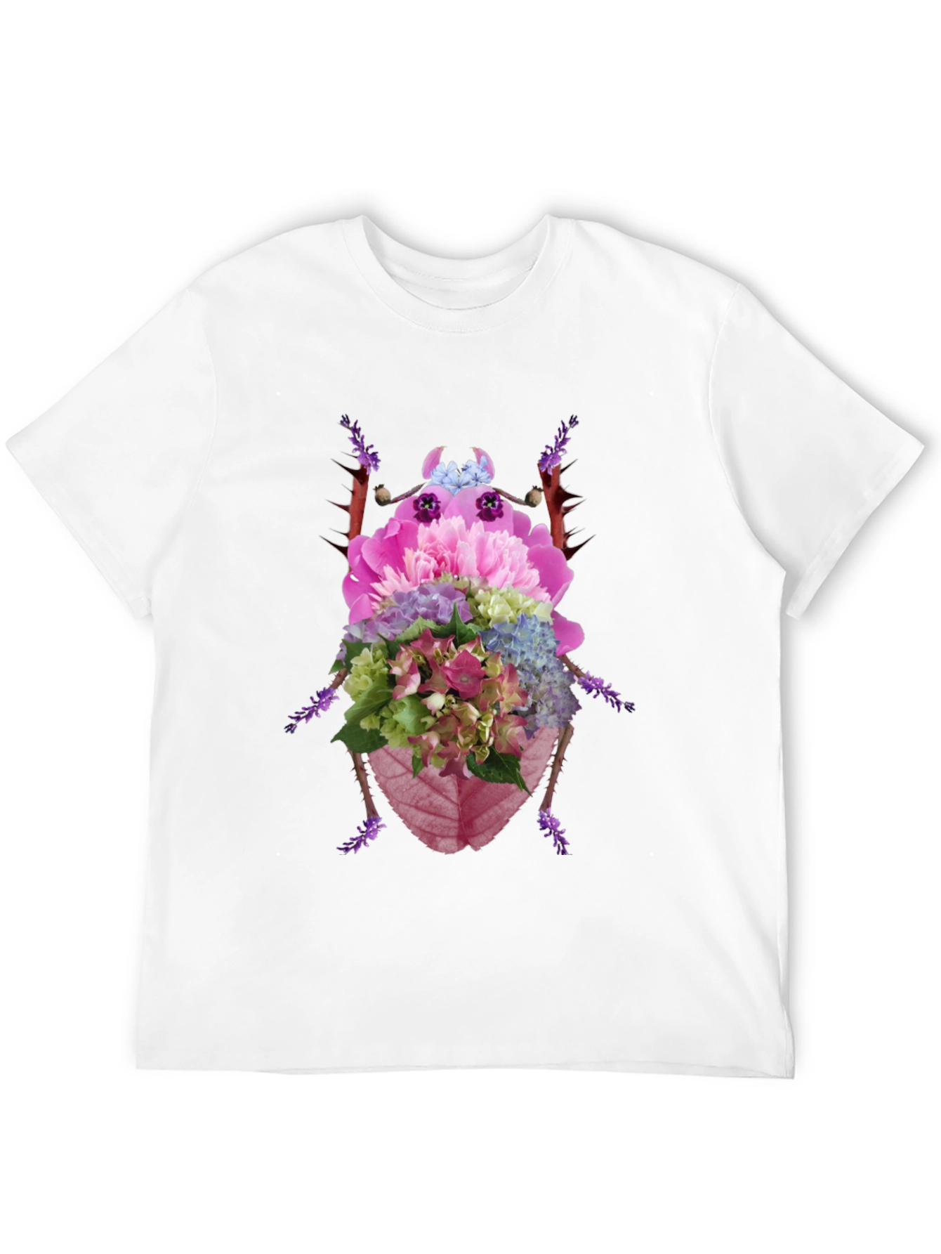 Floral Beetle Graphic Tee - Black Cotton T-Shirt