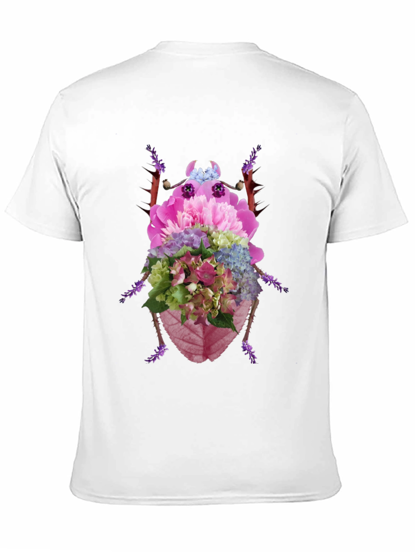 Floral Beetle Graphic Tee - Black Cotton T-Shirt