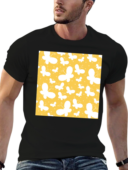 Butterfly Pattern Black T-Shirt