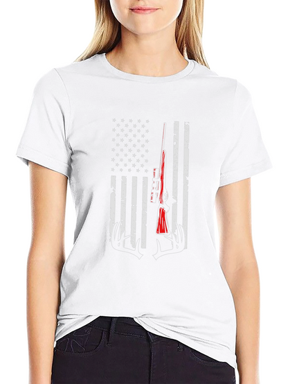 American Flag Hunting Rifle T-Shirt