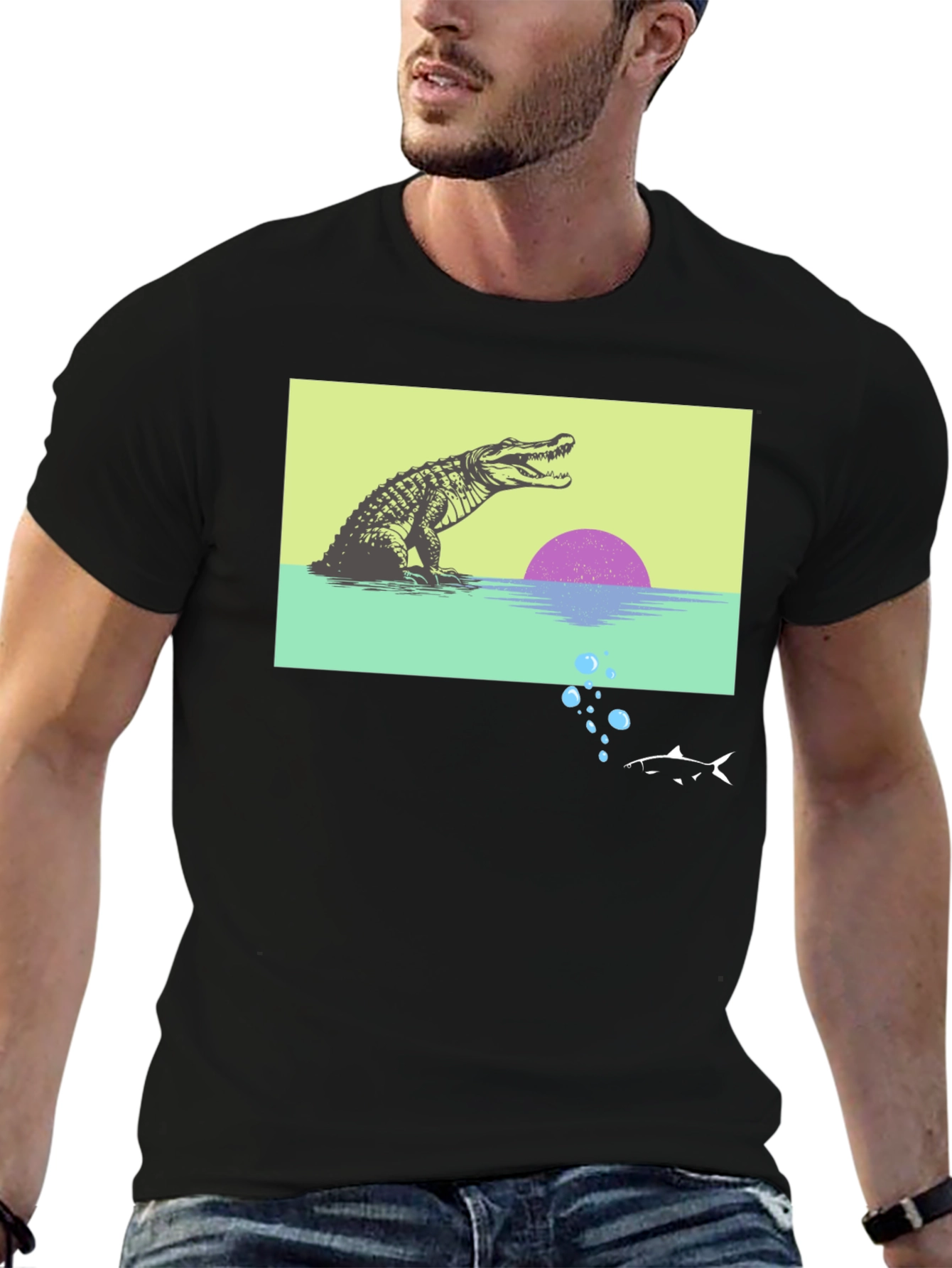 Retro Gator Sunset Graphic Tee