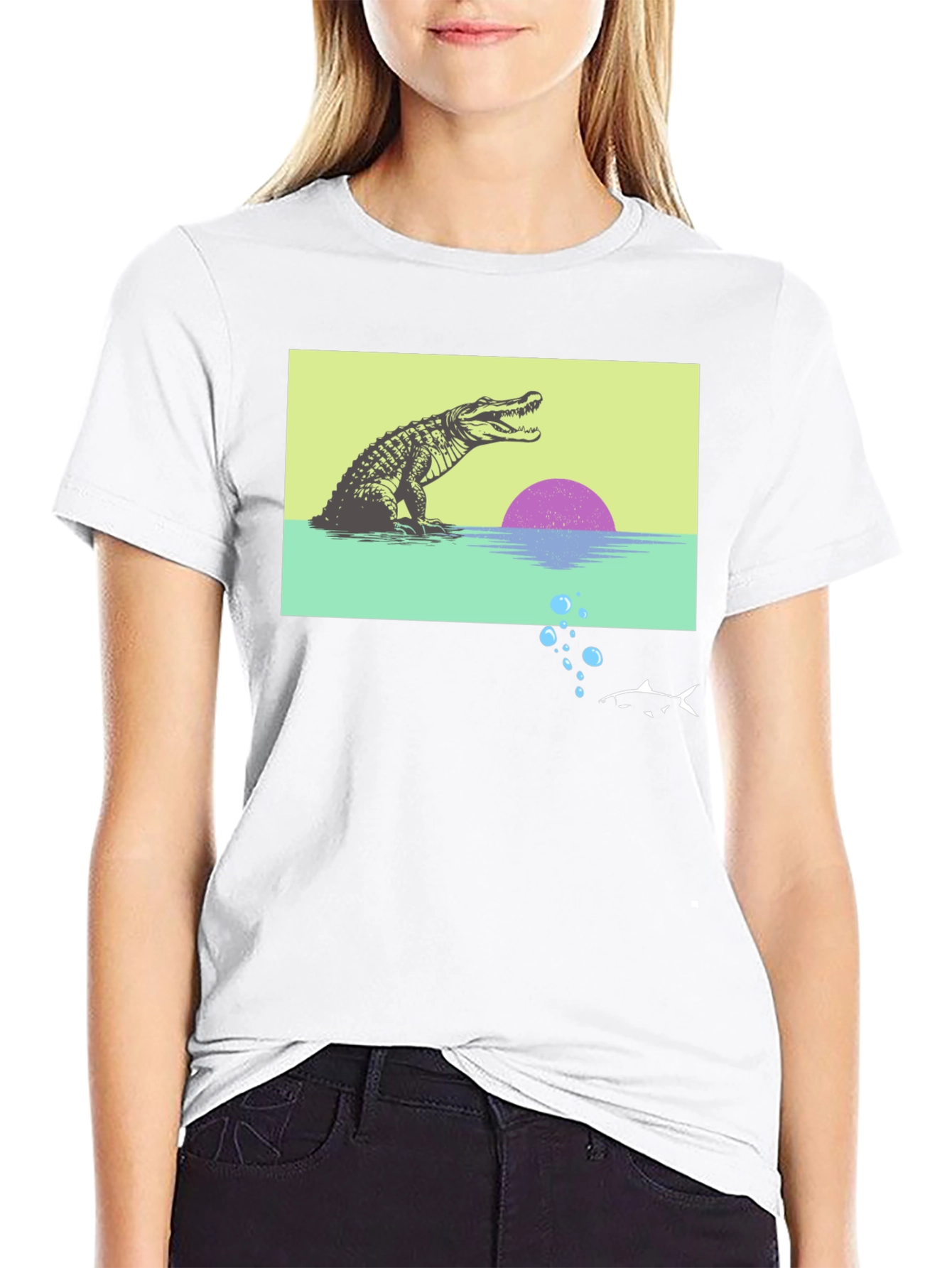 Retro Gator Sunset Graphic Tee