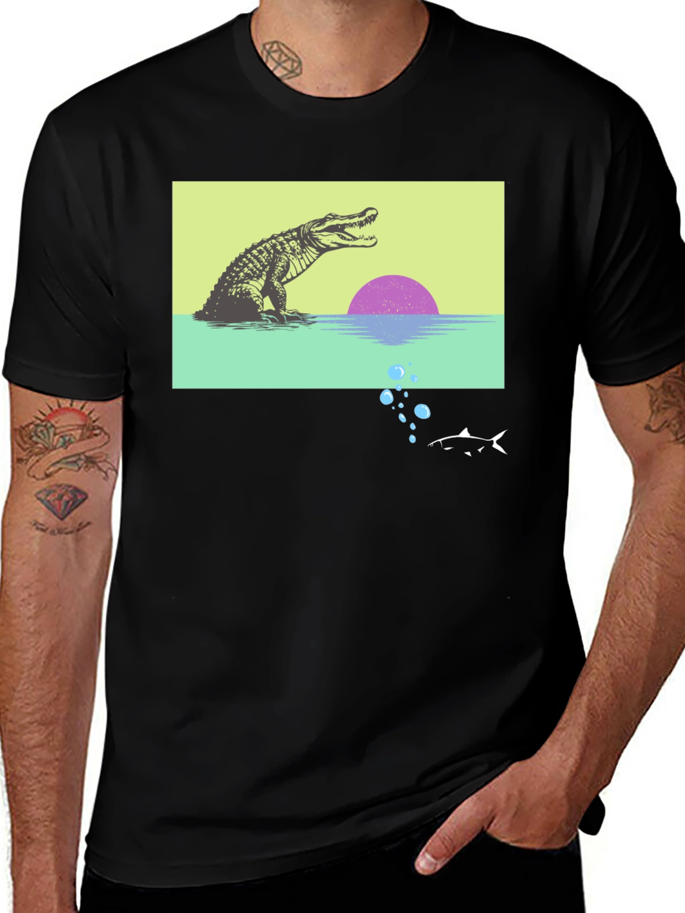 Retro Gator Sunset Graphic Tee