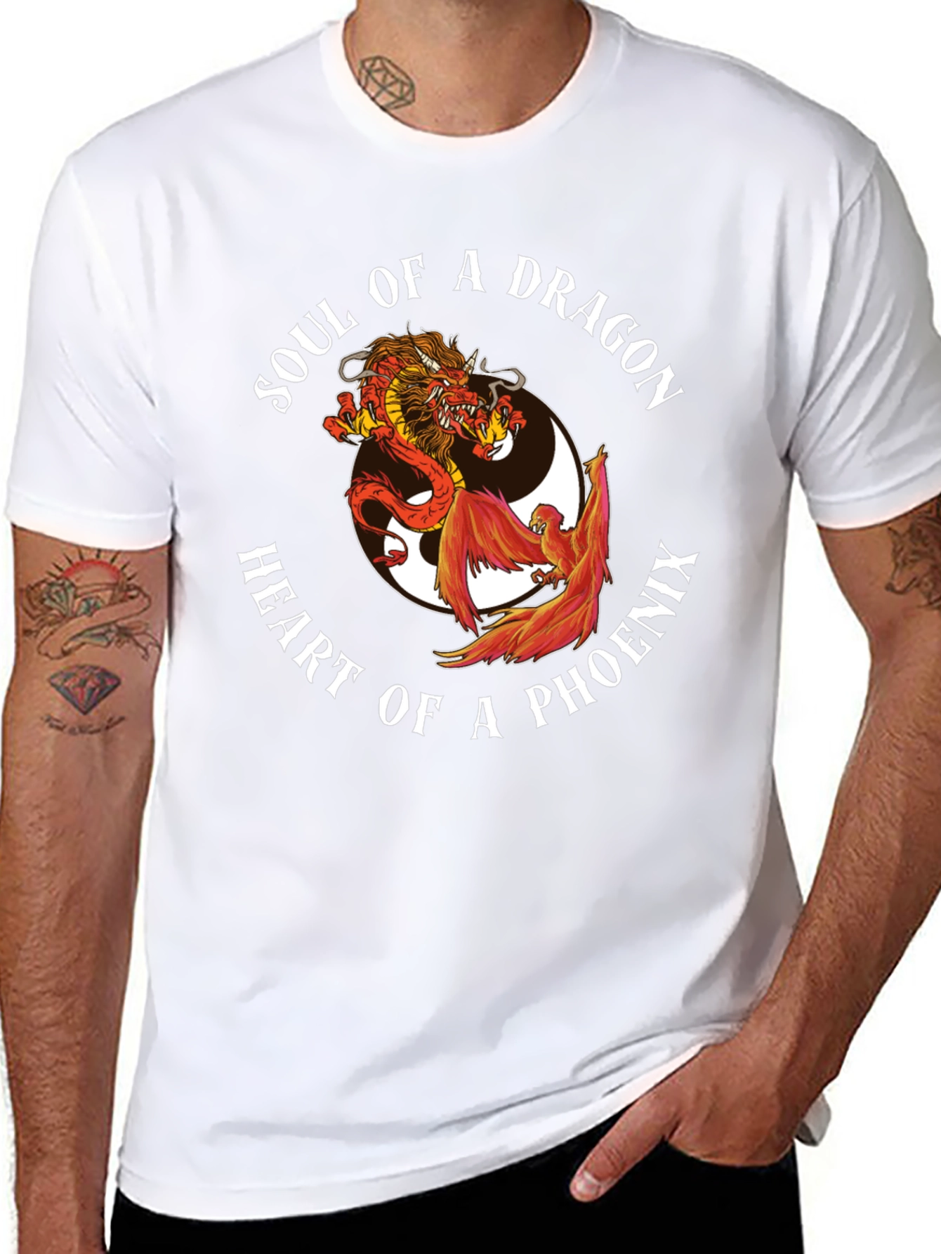 Dragon & Phoenix Graphic Tee - Yin Yang Style