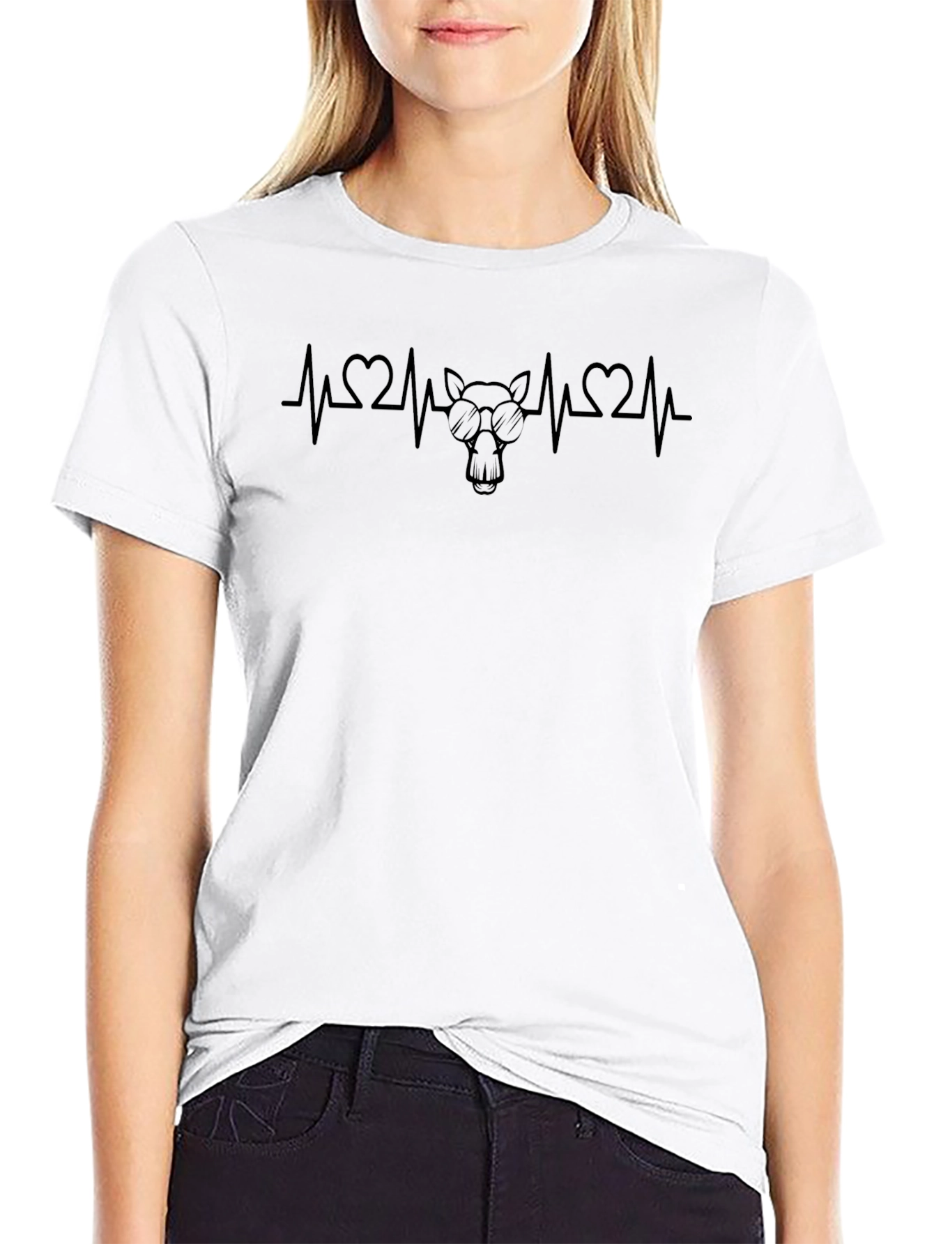 Cool Donkey Heartbeat Tee - Black Cotton Blend