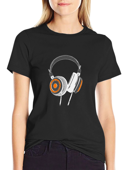 Cool Headphone Graphic Black T-Shirt