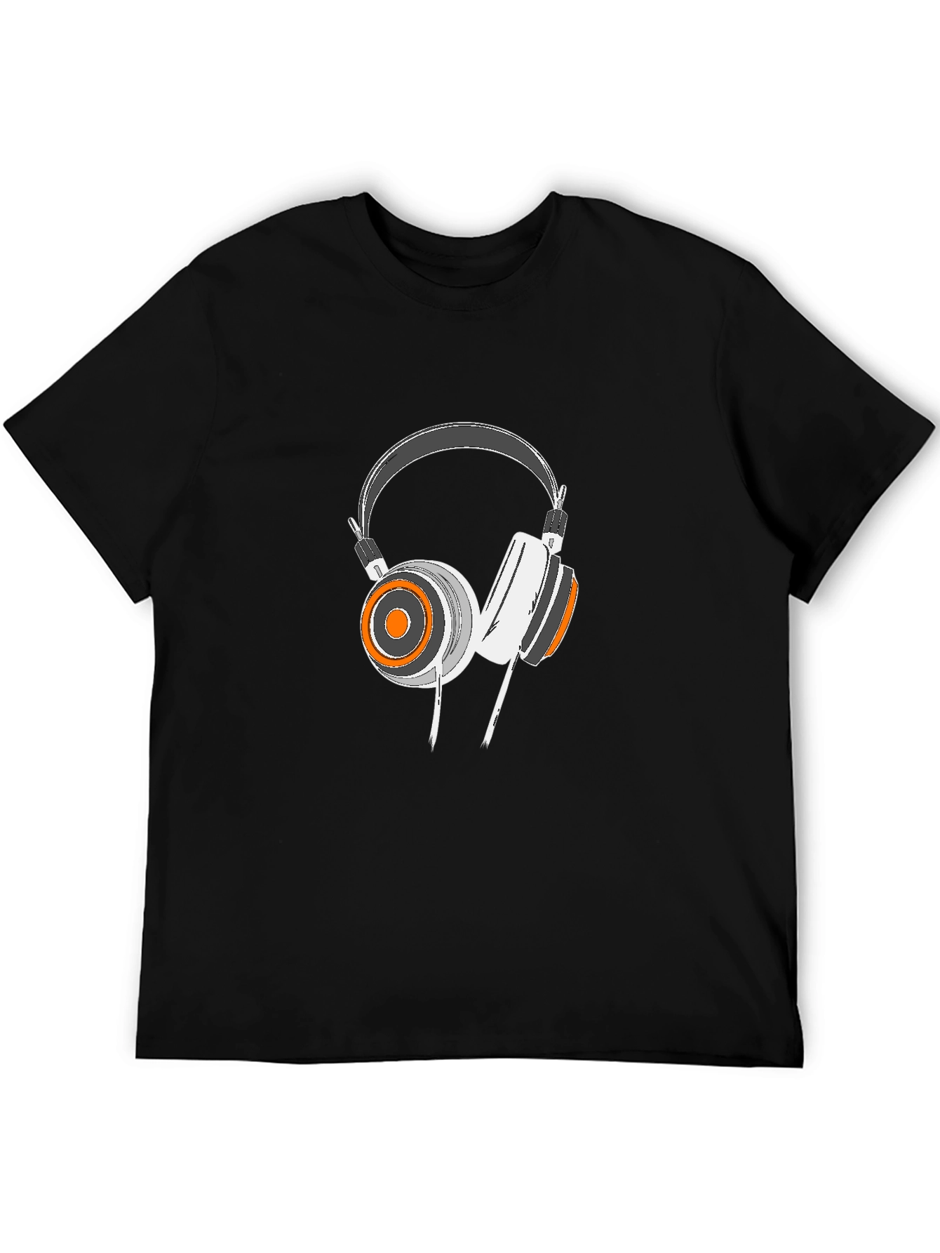 Cool Headphone Graphic Black T-Shirt