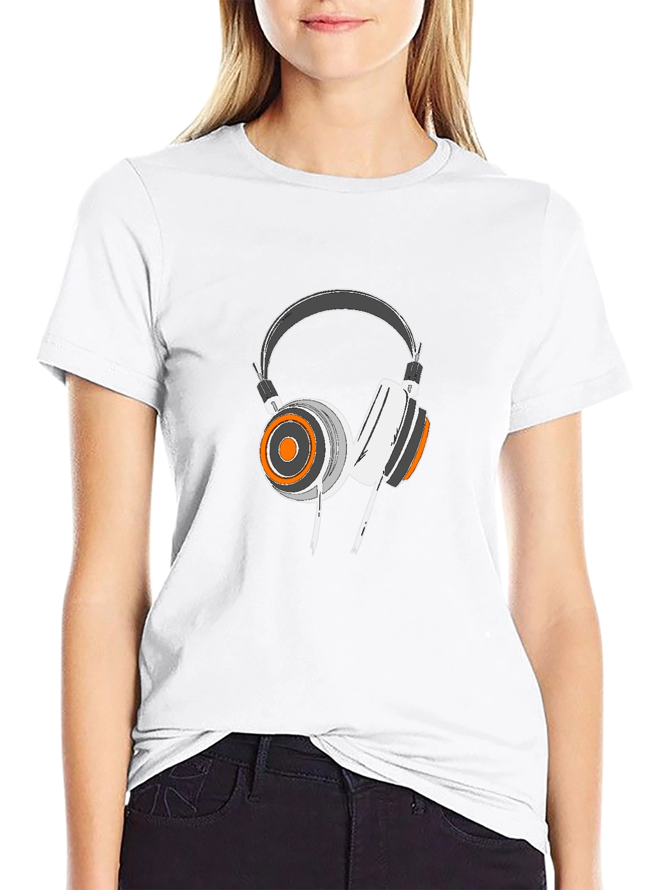 Cool Headphone Graphic Black T-Shirt
