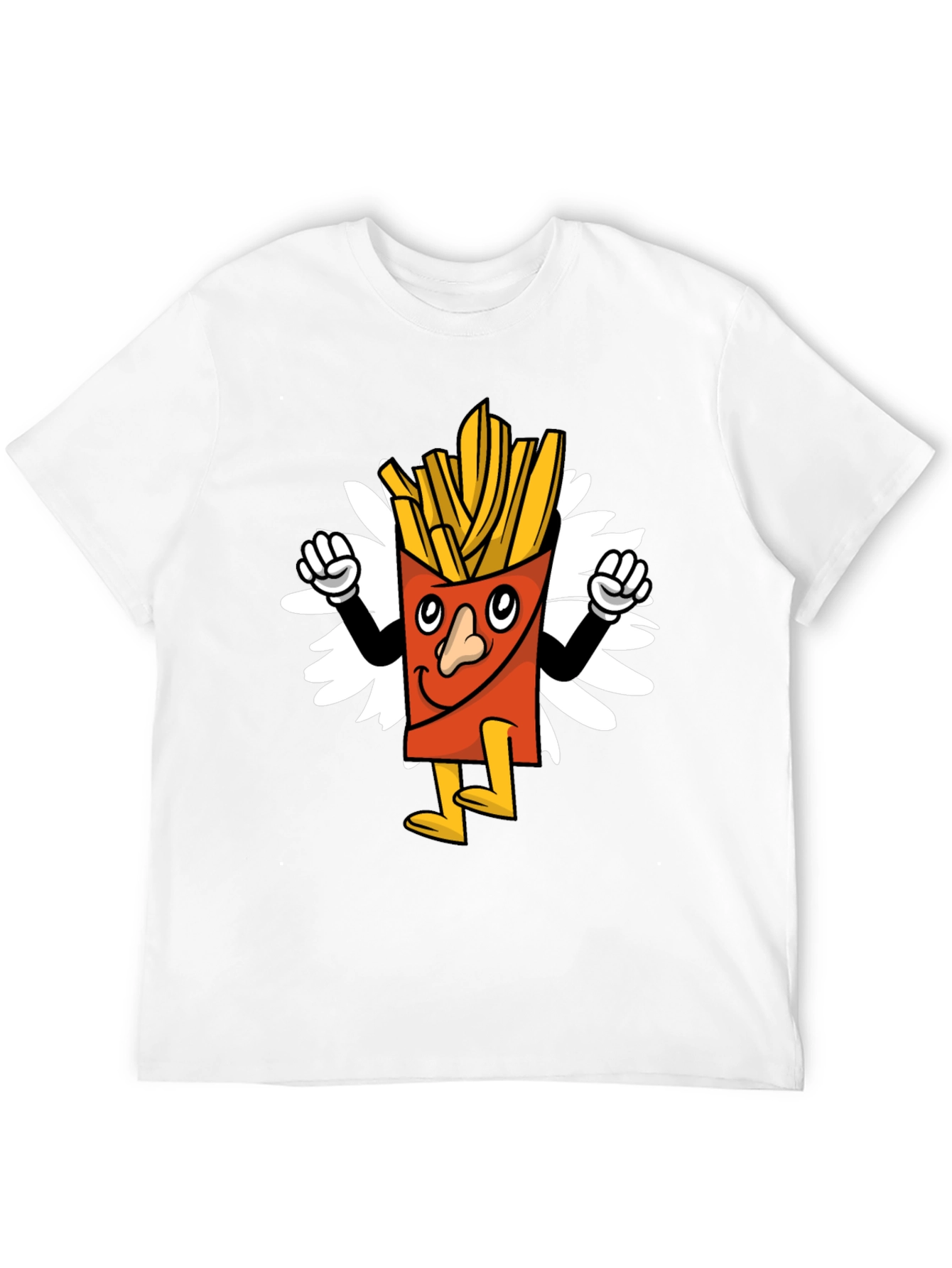Cartoon Fries Graphic Tee - Black Casual T-Shirt