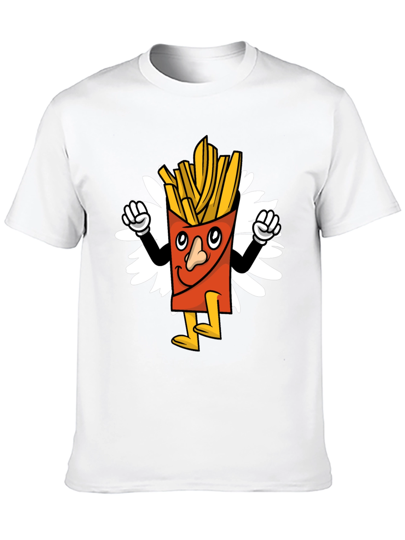 Cartoon Fries Graphic Tee - Black Casual T-Shirt