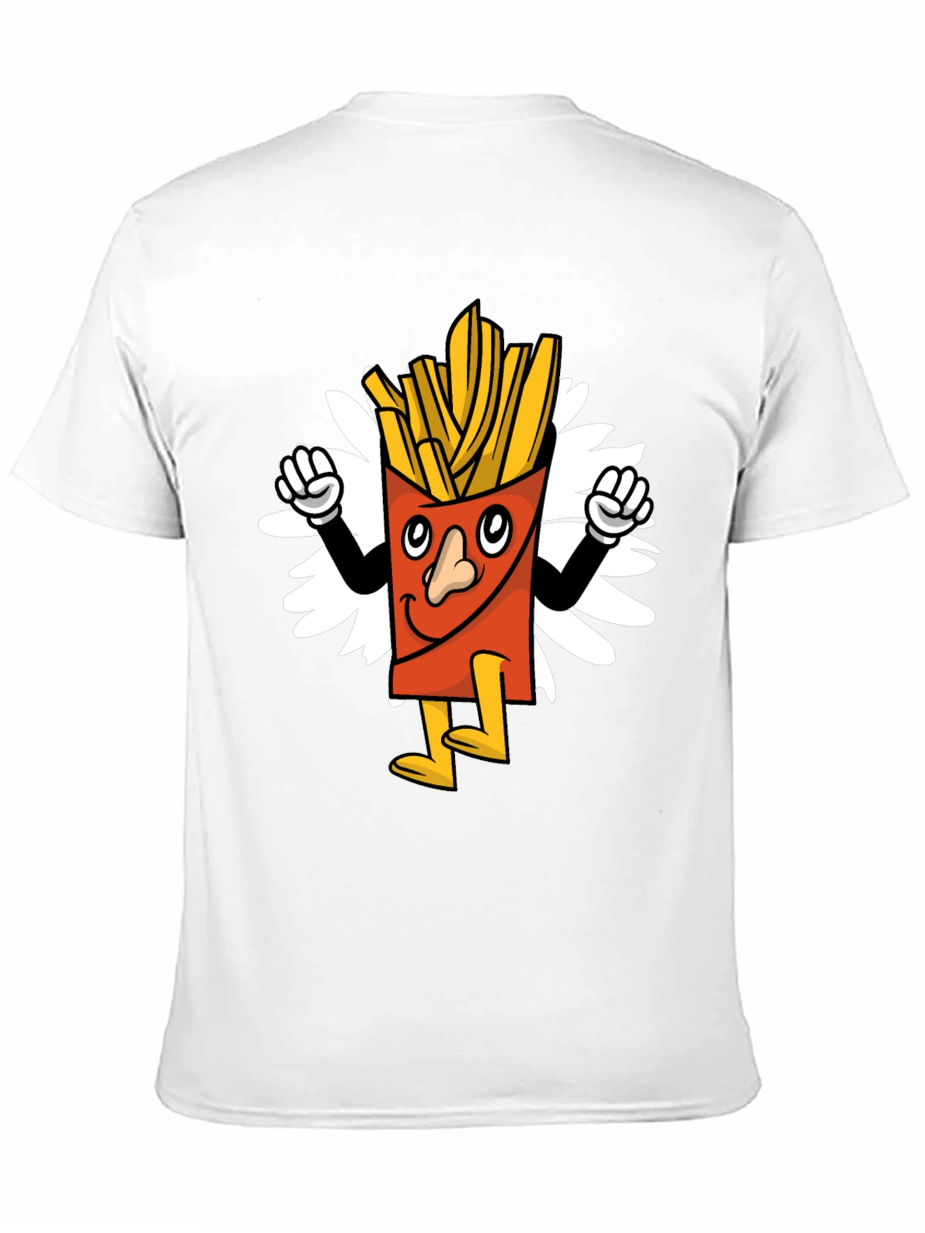 Cartoon Fries Graphic Tee - Black Casual T-Shirt