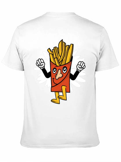 Cartoon Fries Graphic Tee - Black Casual T-Shirt