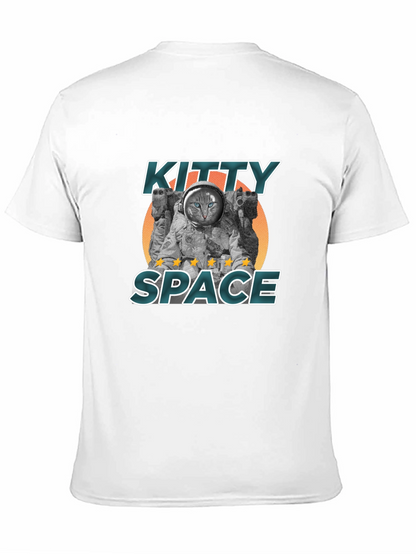 Kitty Space Black T-Shirt - Astronaut Cat Design