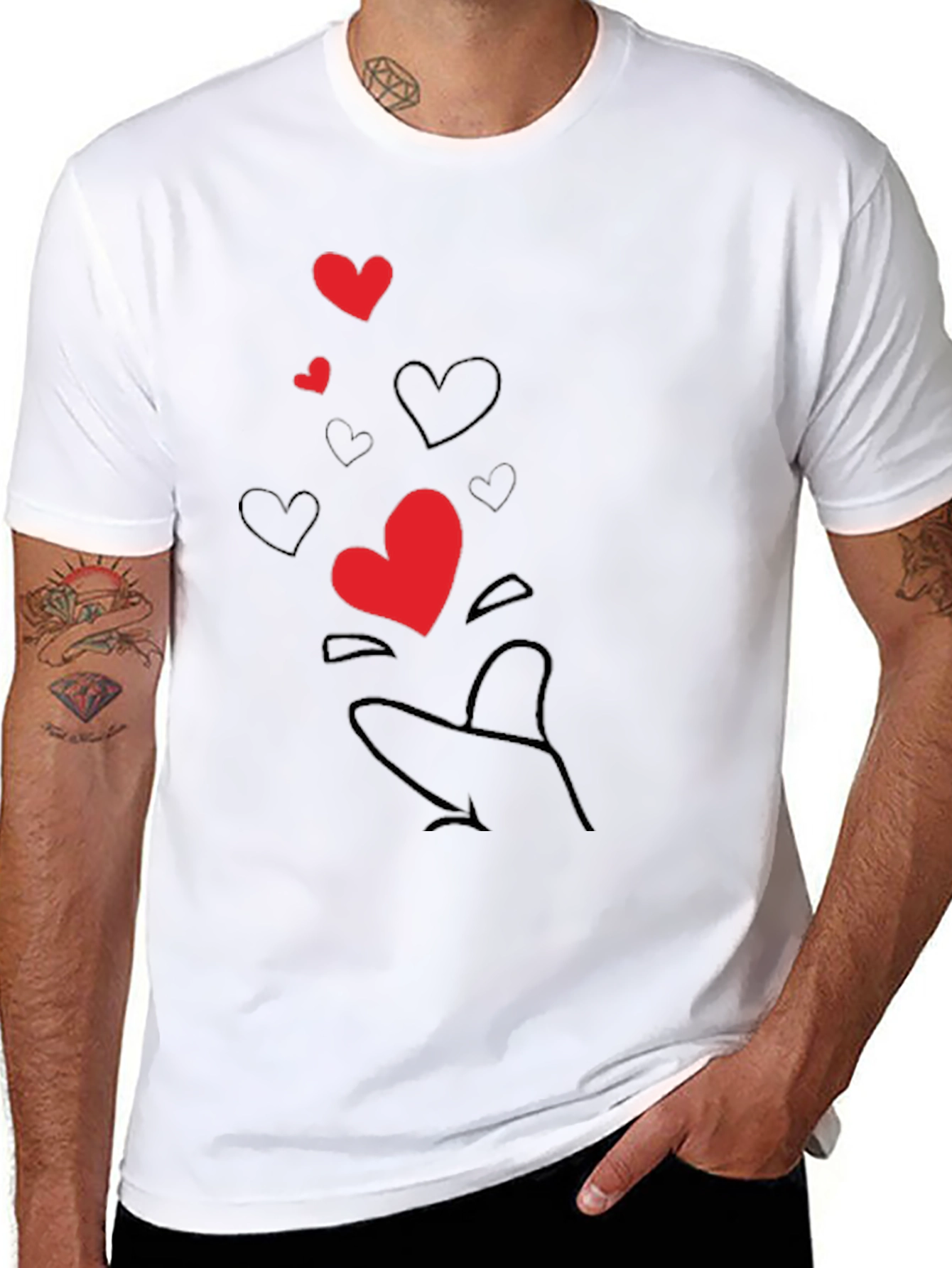 Heart Hand Gesture Black T-Shirt - Send Some Love!