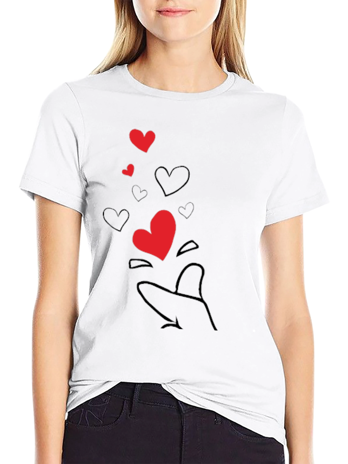 Heart Hand Gesture Black T-Shirt - Send Some Love!