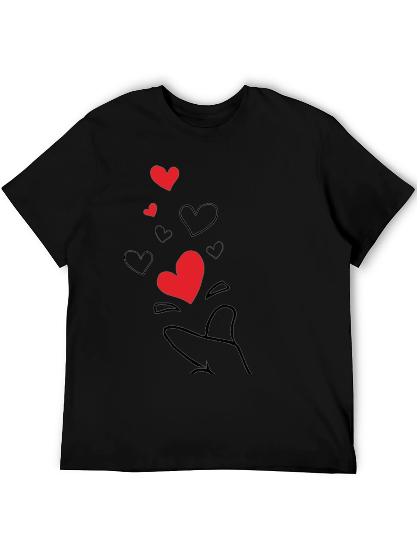 Heart Hand Gesture Black T-Shirt - Send Some Love!