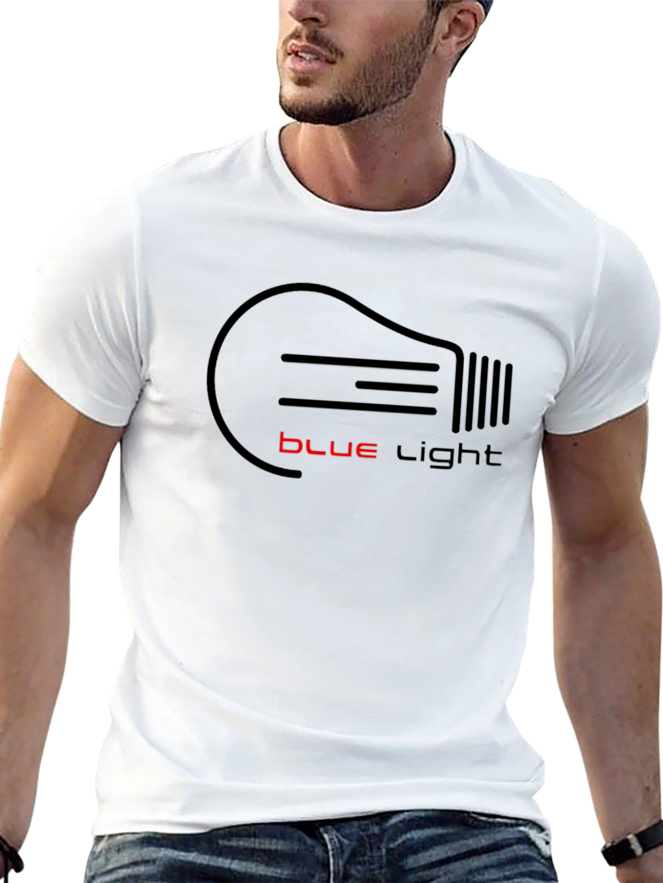Blue Light Graphic Tee - Black Cotton T-Shirt