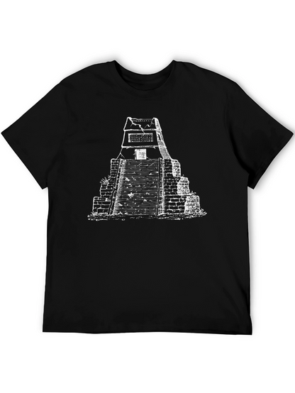 Mayan Pyramid Graphic Tee - Black Casual Shirt