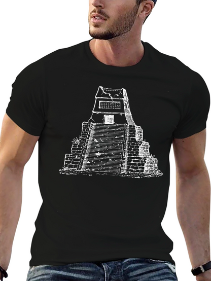 Mayan Pyramid Graphic Tee - Black Casual Shirt