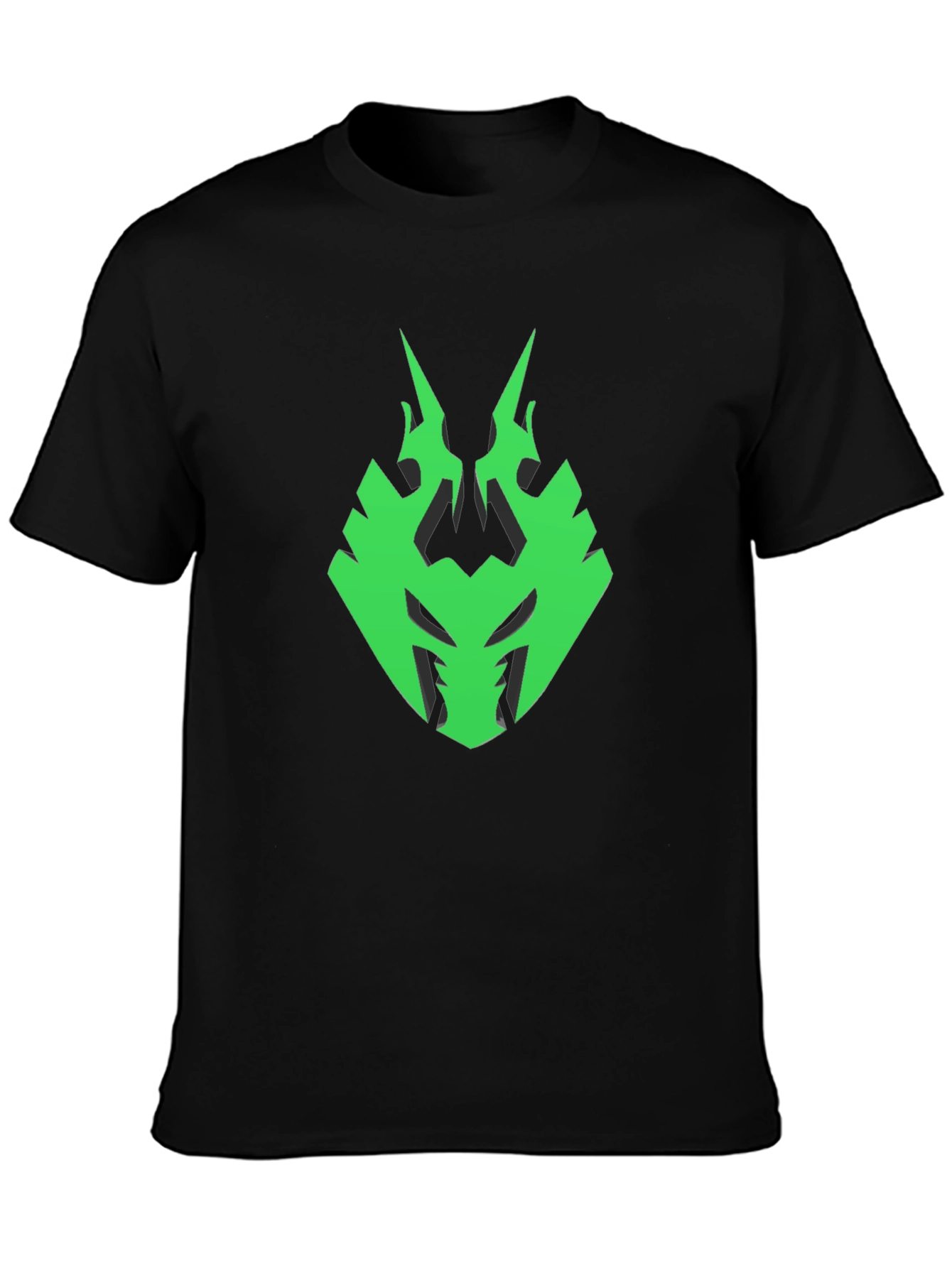 Mens Black T-Shirt with Green Emblem