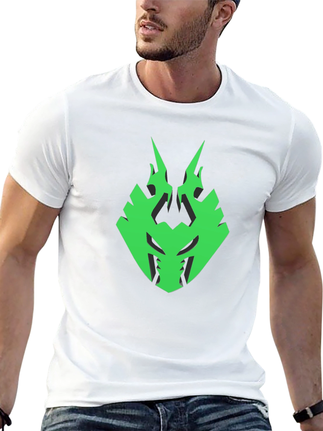 Mens Black T-Shirt with Green Emblem