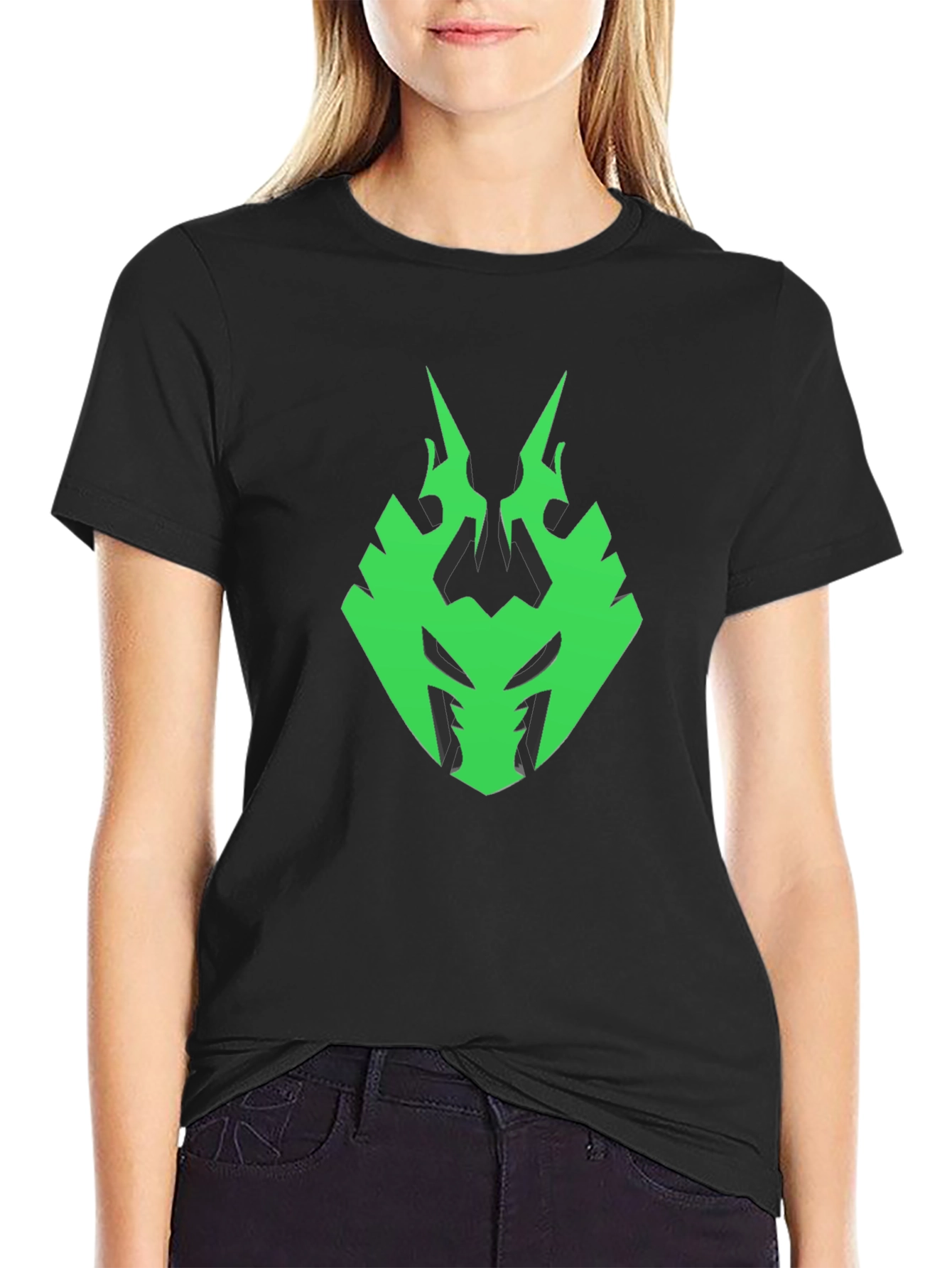 Mens Black T-Shirt with Green Emblem