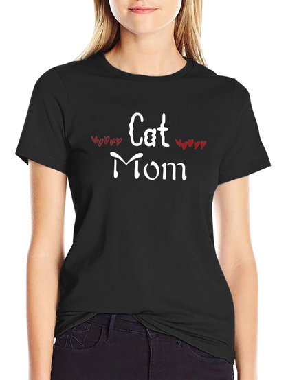 Cat Mom T-Shirt - Heart Accents