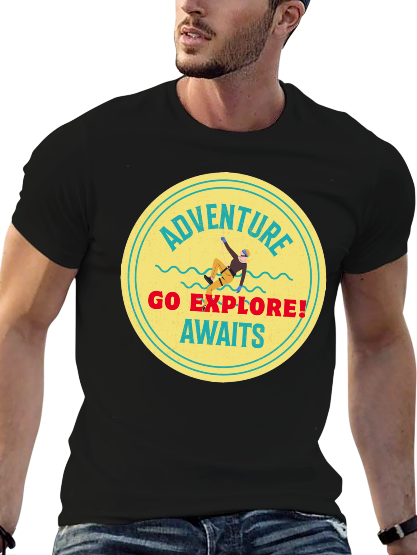 Adventure Awaits Black Graphic Tee