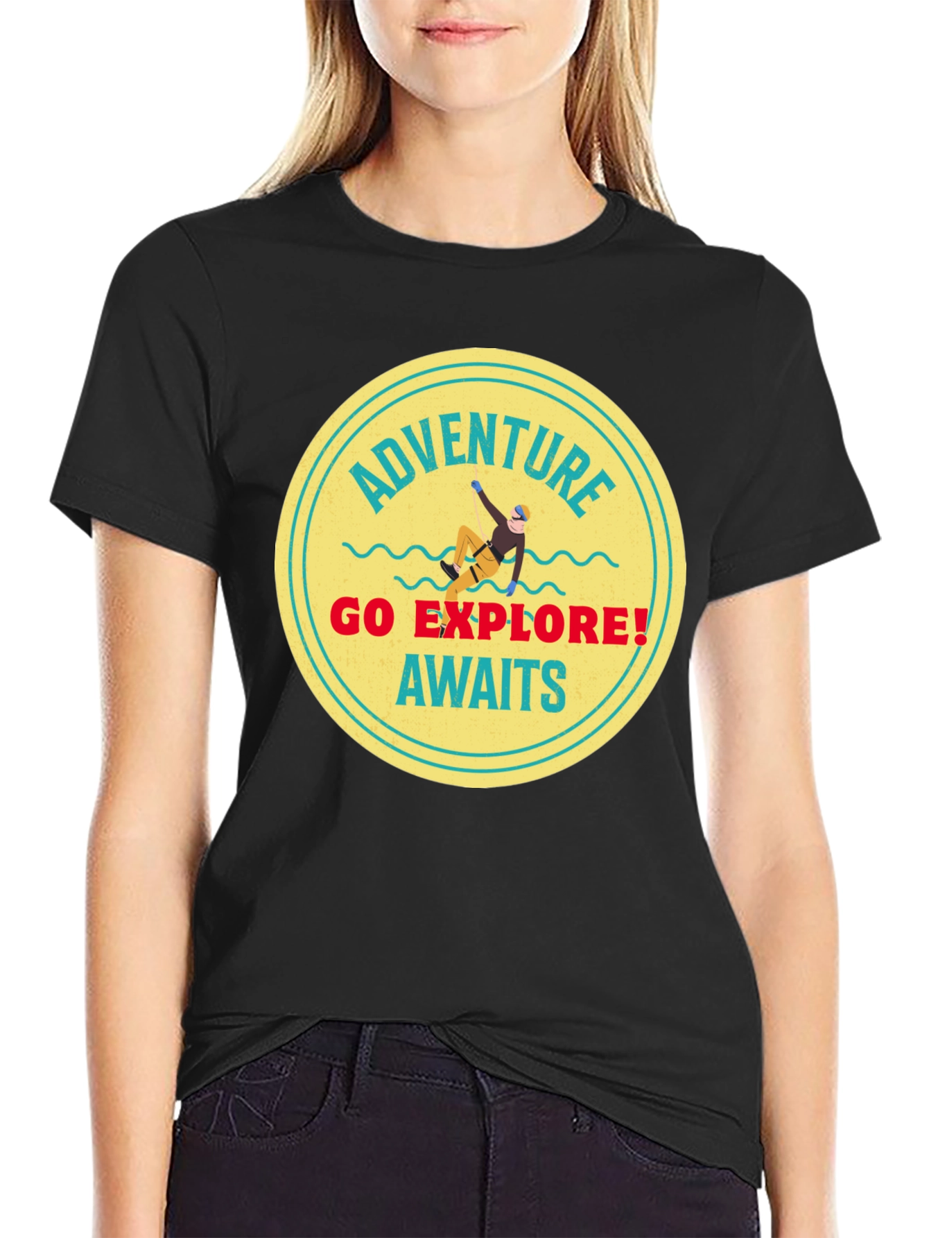 Adventure Awaits Black Graphic Tee