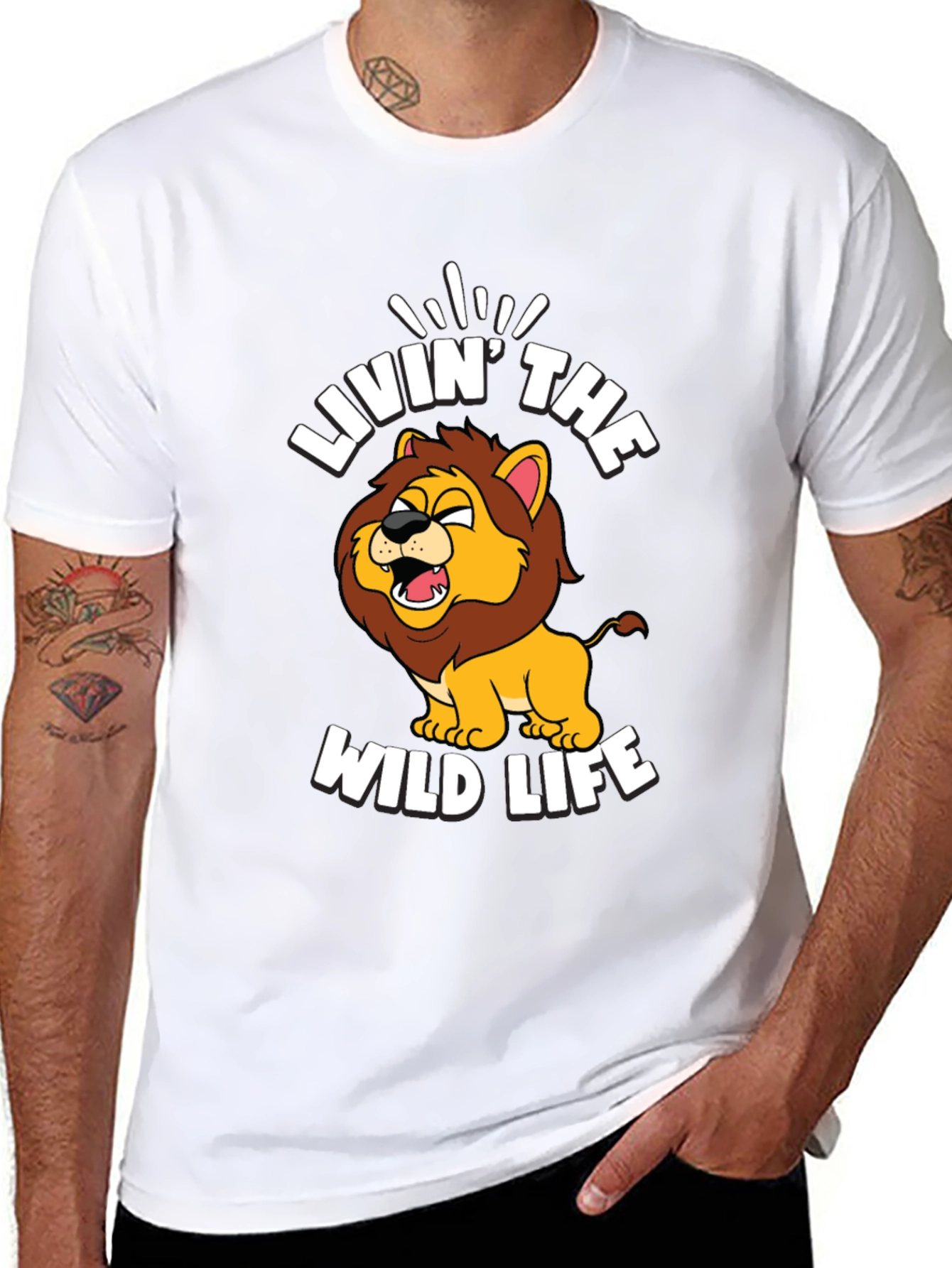 Livin the Wild Life Lion Graphic Tee - Black