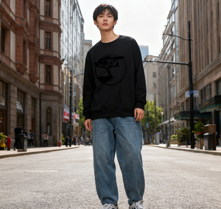 Nature-Inspired Owl & Tree Graphic Sweatshirt (Unisex)