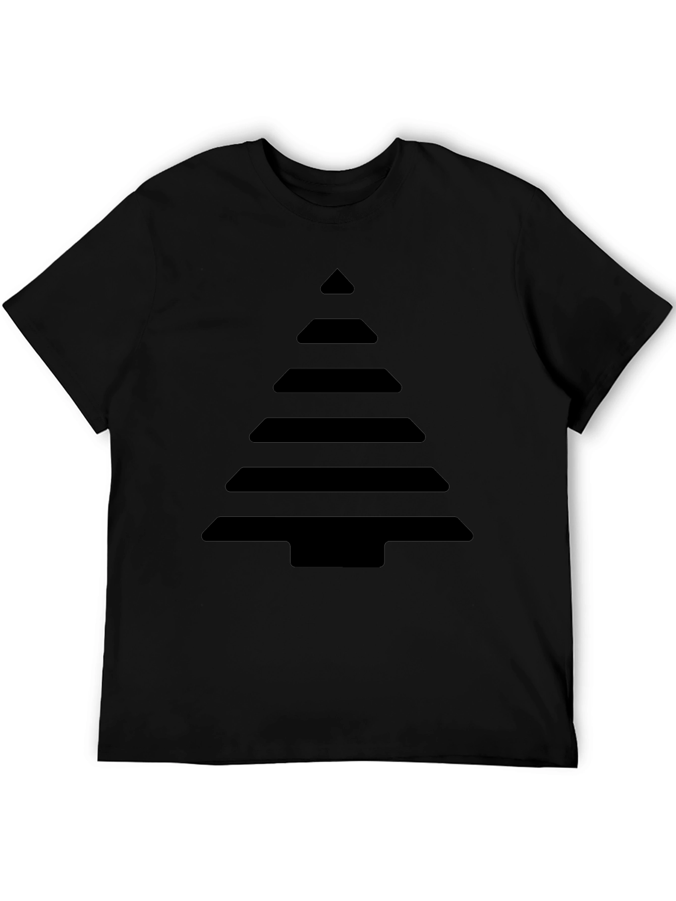 Geometric Christmas Tree Black T-Shirt