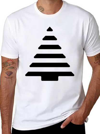 Geometric Christmas Tree Black T-Shirt