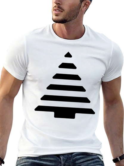 Geometric Christmas Tree Black T-Shirt