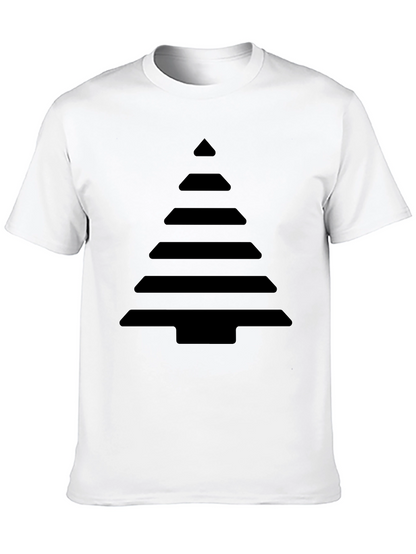 Geometric Christmas Tree Black T-Shirt