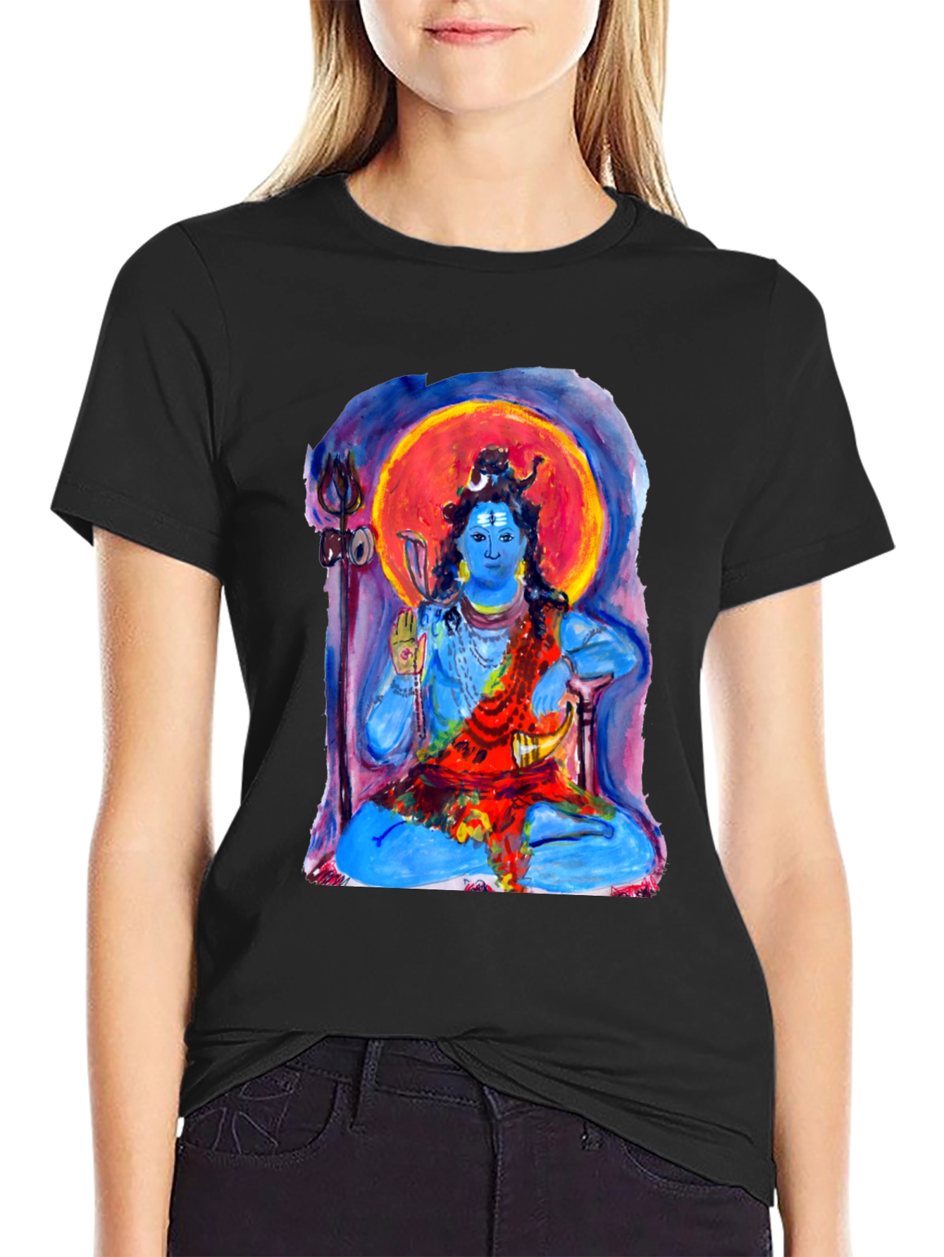 Shiva Meditation Graphic Tee - Spiritual Black T-Shirt