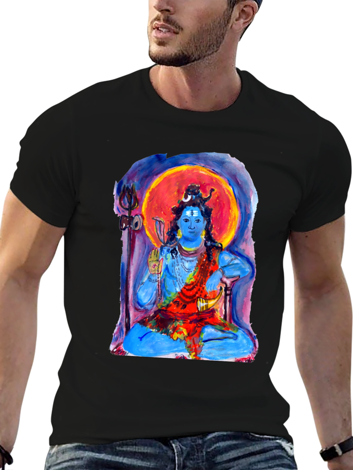 Shiva Meditation Graphic Tee - Spiritual Black T-Shirt