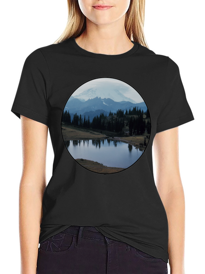 Scenic Mountain Lake Black T-Shirt