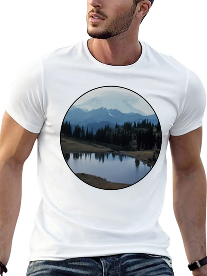 Scenic Mountain Lake Black T-Shirt