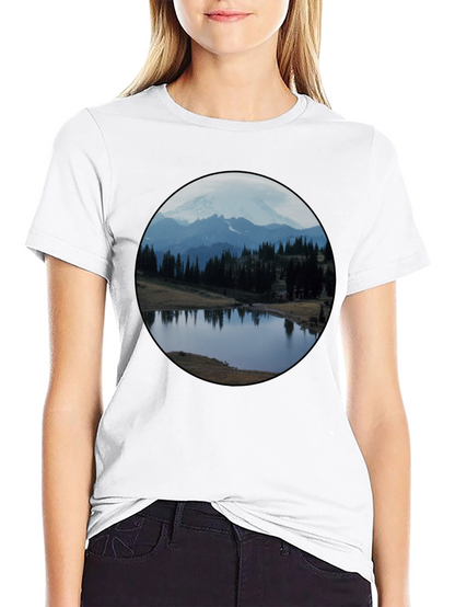 Scenic Mountain Lake Black T-Shirt