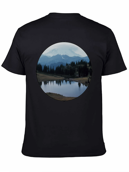 Scenic Mountain Lake Black T-Shirt