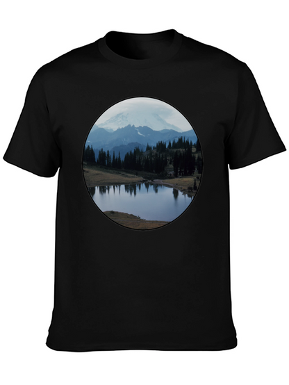 Scenic Mountain Lake Black T-Shirt